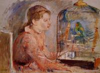 Morisot, Berthe - Young Girl and the Budgie